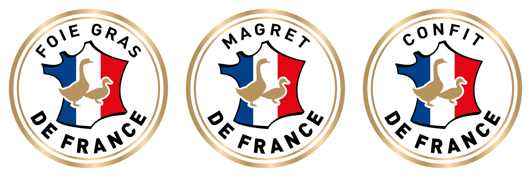 Ces nouveaux logos garantissent que les canards sont nés, élevés, engraissés et préparés en France. CIFOG - Comité interprofessionnel des palmipèdes à foies gras.